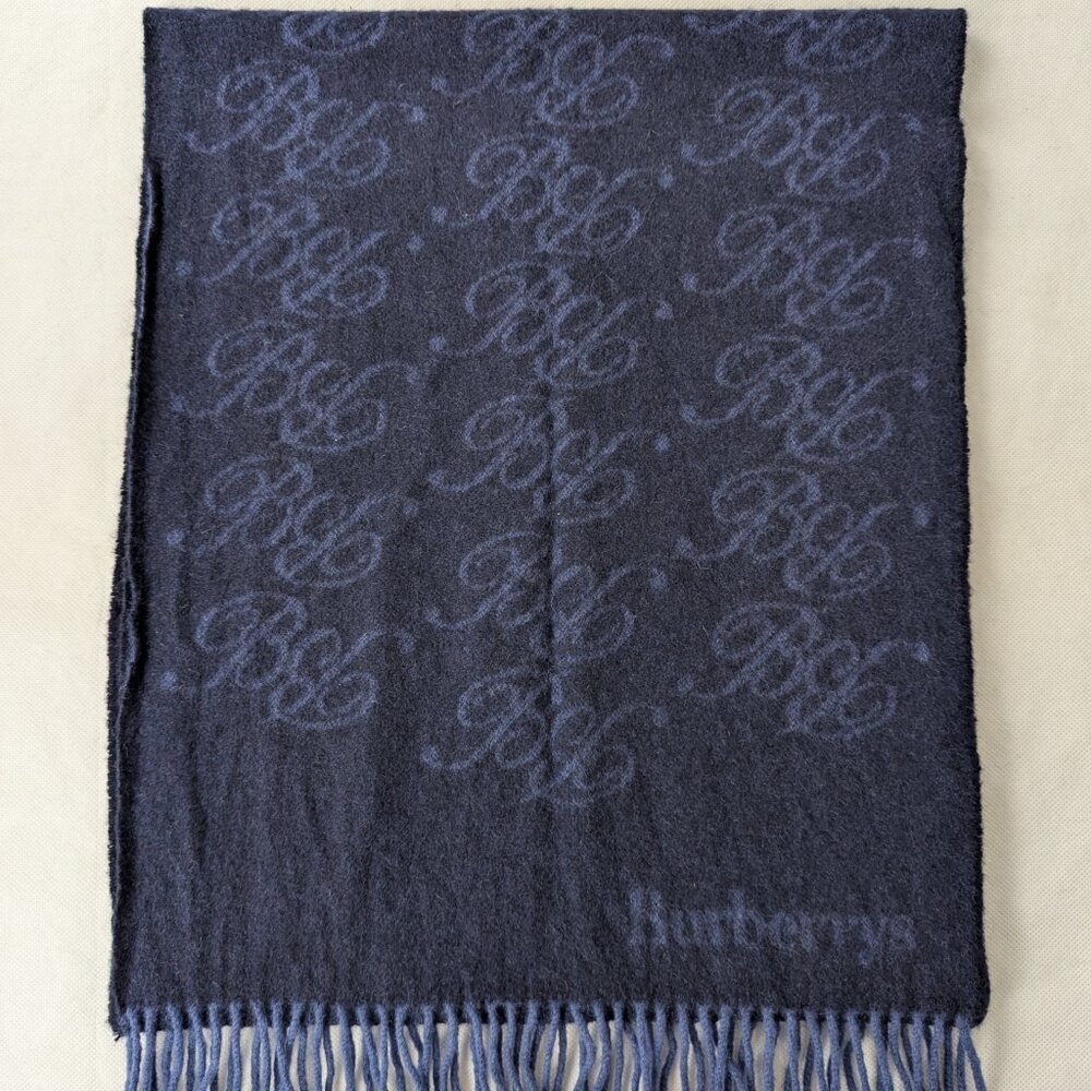 Authentic BURBERRY Cashmere Monogram Plaid scarf Blue |Classic Luxury |Fast Ship - Picture 7 of 9